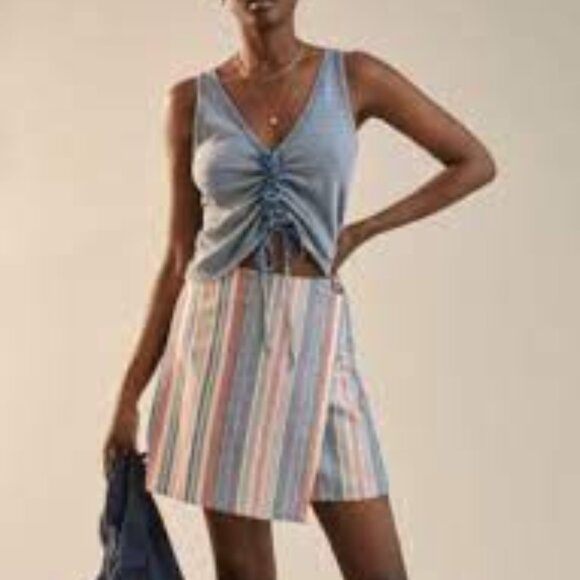 Anthropologie Porridge Striped Wrap Mini Skirt (size L) - Picture 1 of 6